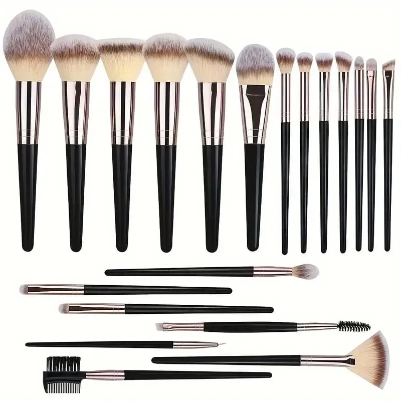 Conjunto de pincéis de maquiagem luxuosos, macios e fofos, base, blush, pó, sombra, kabuki, mistura, pincel de maquiagem, ferramenta de beleza