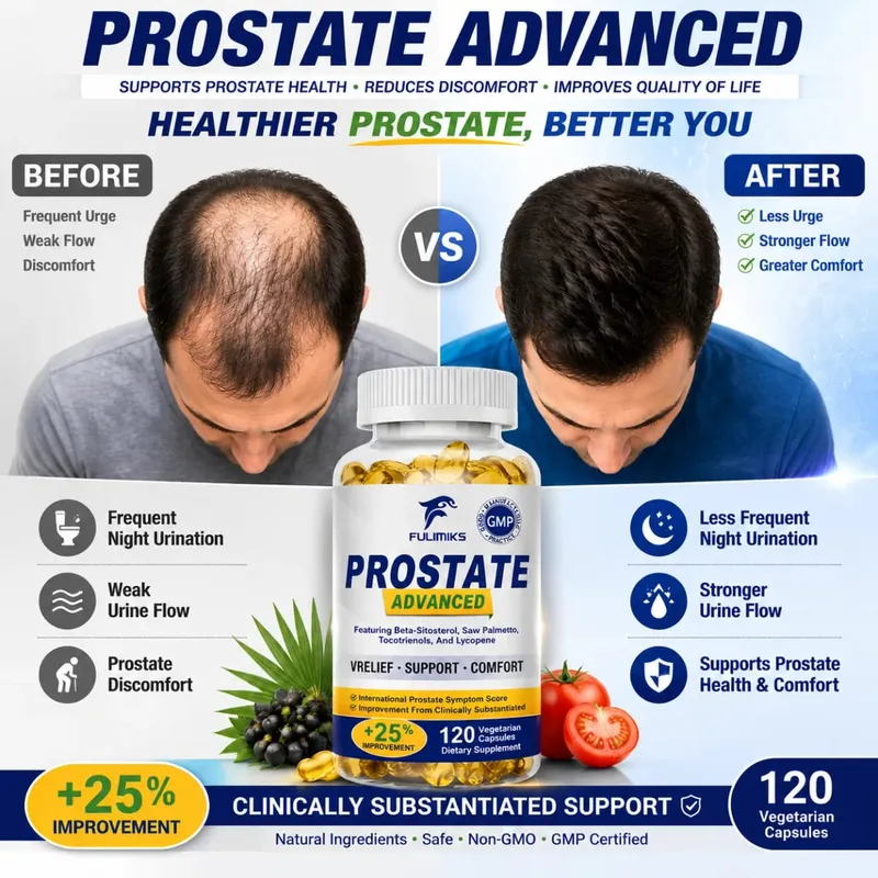 Cápsulas de próstata premium com Saw Palmetto e beta-sitosterol apoiam o fluxo urinário, saúde e conforto da próstata, aliviam a bexiga