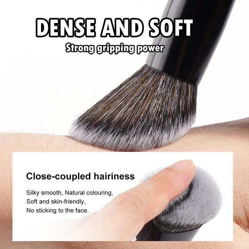 Pincéis de maquiagem para base, contorno, ocultar 3 peças, pincéis kabuki sintéticos angulares para misturar creme líquido, pó, cosméticos — image 6