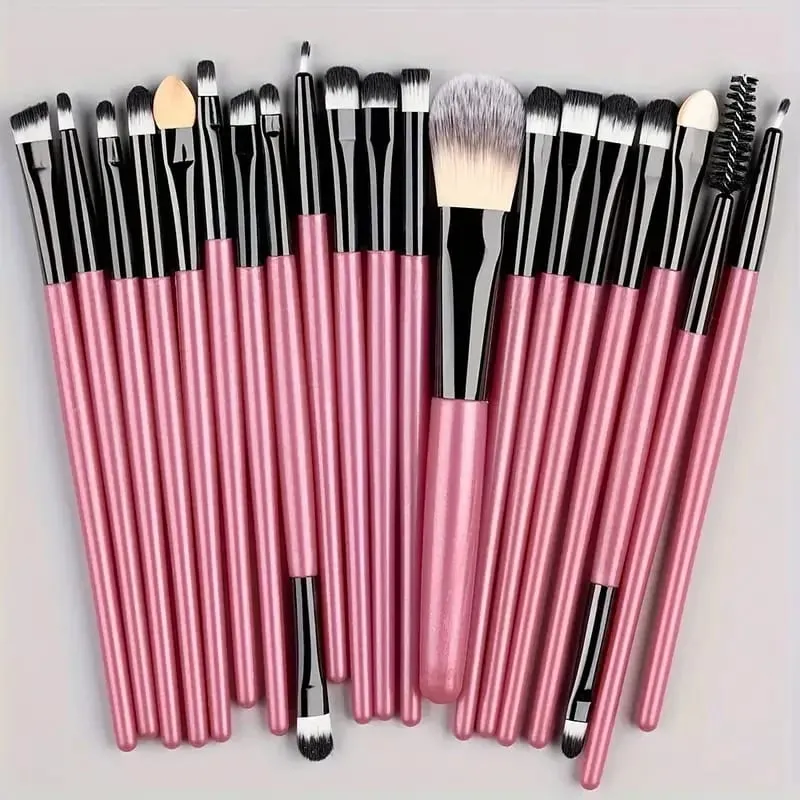 Conjunto de pincéis de maquiagem, 20 peças, pincel de delineador, pincel de maquiagem para bochechas, olhos, pincel de base cosmético com esponja de maquiagem