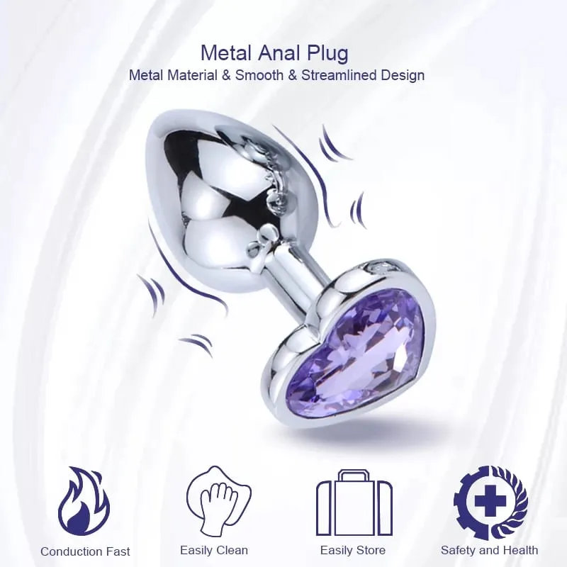 Metal Anal Plug for Beginner Crystal Heart Shape Butt Plug Masturbation Stimulator For Women Dildo Sex Toy Men Prostate Massager
