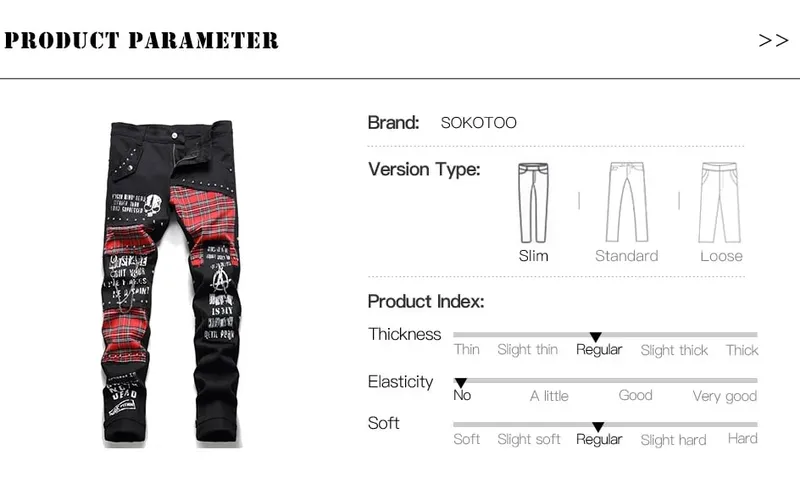Escócia masculina vermelha xadrez tartan retalhos jeans punk rebite remendo preto calças jeans crânio letras impressas calças retas finas
