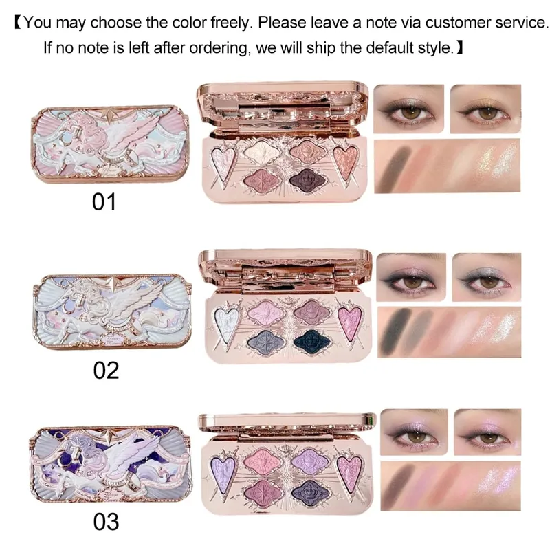Flor sabe cavaleiro unicórnio conjunto de maquiagem sombra blush batom com sacola bonito kawaii beleza presente conjunto edição limitada — image 2