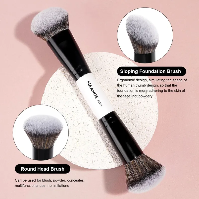 Pincéis de maquiagem para base, contorno, ocultar 3 peças, pincéis kabuki sintéticos angulares para misturar creme líquido, pó, cosméticos — image 4