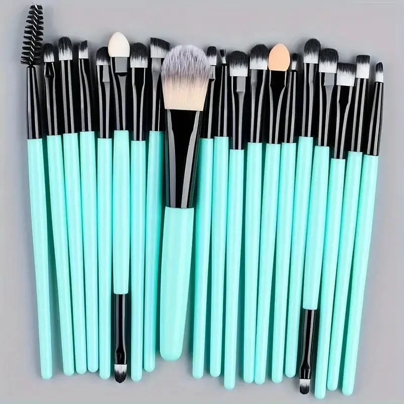 Conjunto de pincéis de maquiagem, 20 peças, pincel de delineador, pincel de maquiagem para bochechas, olhos, pincel de base cosmético com esponja de maquiagem