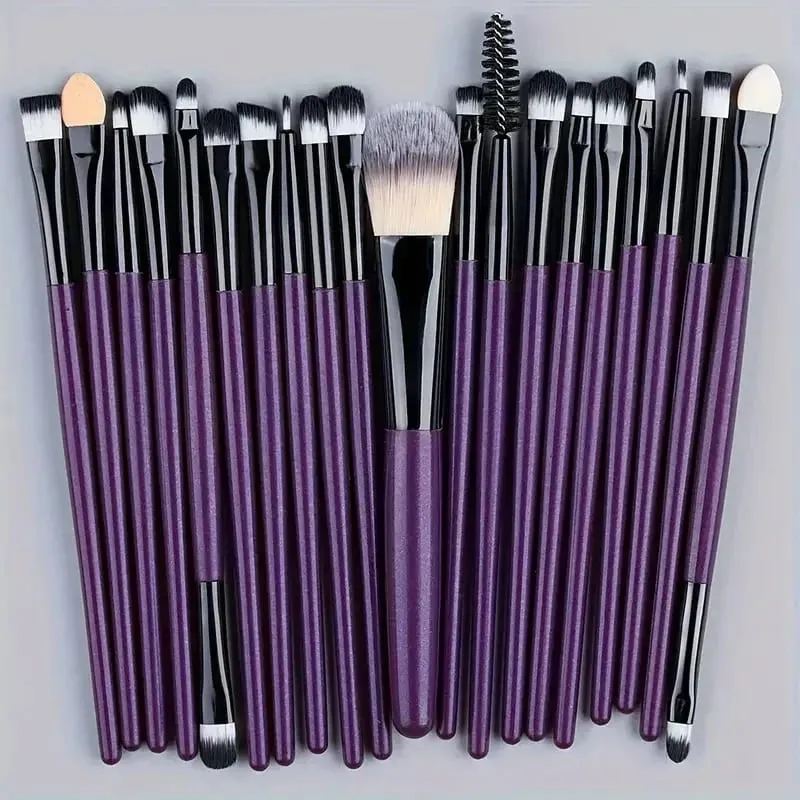 Conjunto de pincéis de maquiagem, 20 peças, pincel de delineador, pincel de maquiagem para bochechas, olhos, pincel de base cosmético com esponja de maquiagem
