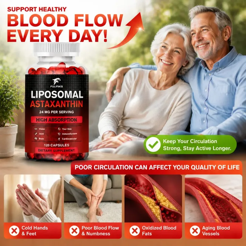 Cápsulas lipossomais de astaxantina com fosfatidilcolina, suporte antioxidante, cérebro, olhos, articulações cardiovasculares e saúde da pele