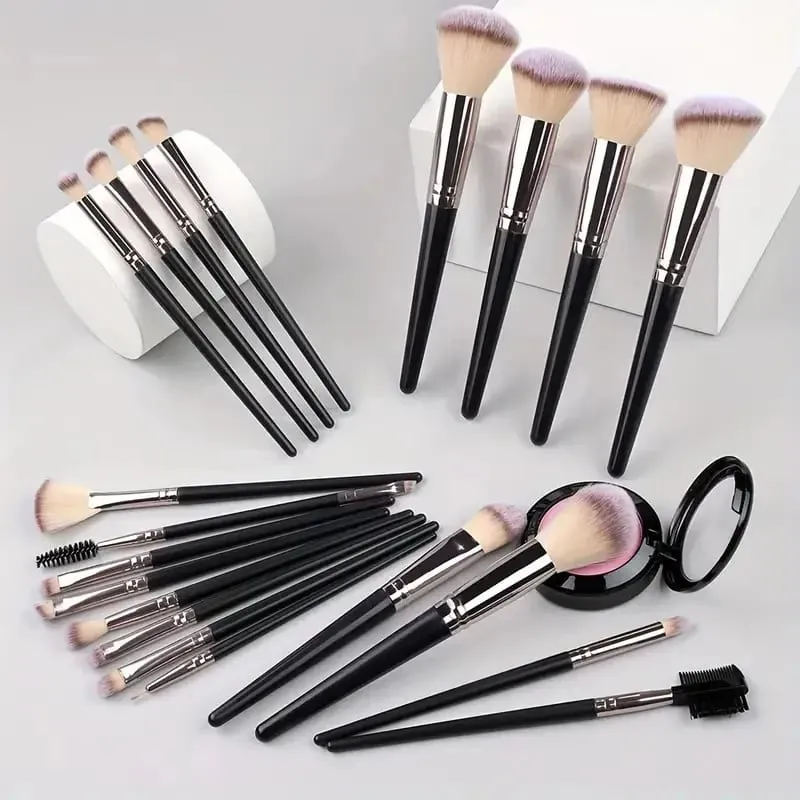 Conjunto de pincéis de maquiagem luxuosos, macios e fofos, base, blush, pó, sombra, kabuki, mistura, pincel de maquiagem, ferramenta de beleza