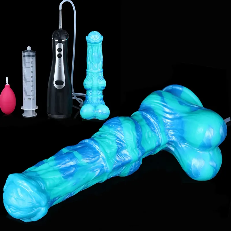 矽膠電動噴射幻想假陽具帶吸盤前列腺按摩器射精陰莖性玩具女式男式