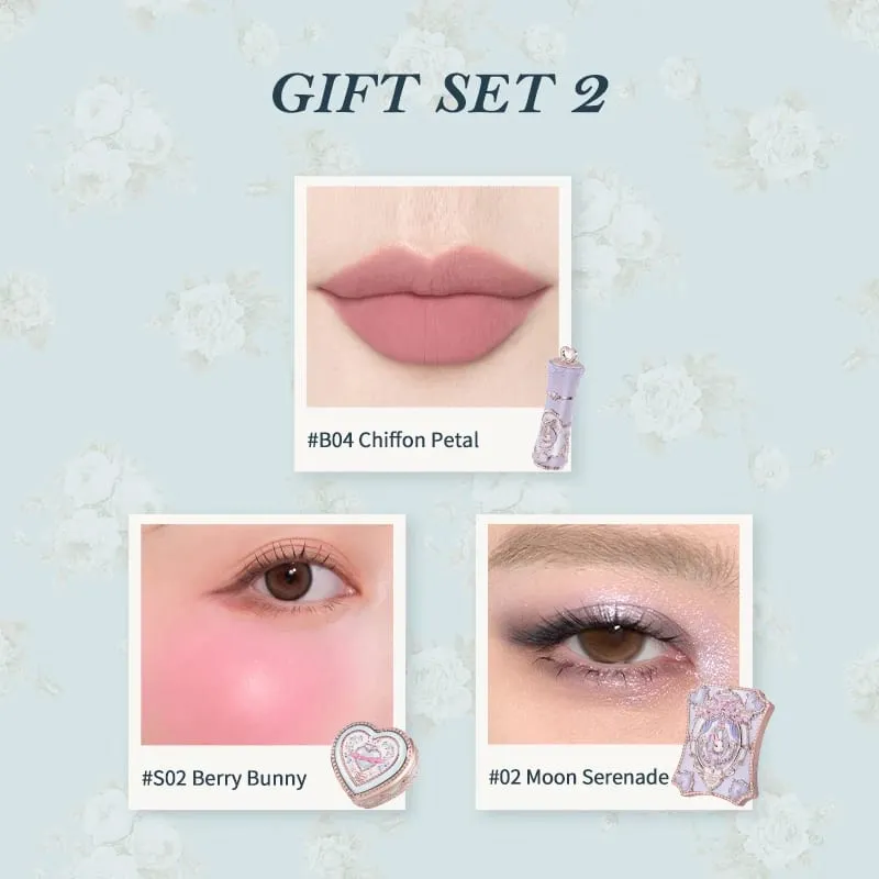 O conjunto de presente da coleção Flower Knows Bunny Garden inclui paleta de maquiagem + batom + blush