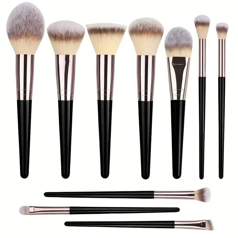 Conjunto de pincéis de maquiagem luxuosos, macios e fofos, base, blush, pó, sombra, kabuki, mistura, pincel de maquiagem, ferramenta de beleza