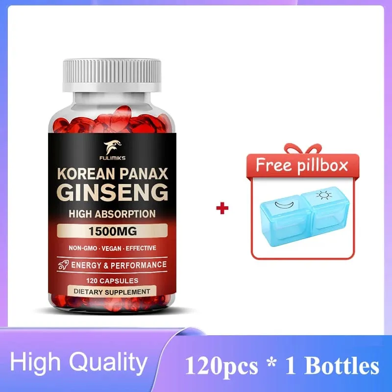 Panax Ginseng 15 000 mg - Red Korean Ginseng Supplement for Men - Extra Strength - Energy Focus Productivity & Performance