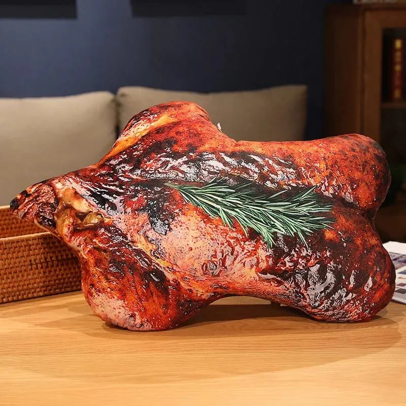 Plush Simulation Food Sausage Chicken Leg Stuffed Pillows Roasted Wing Steak Ribs Funny Soft Cushion Kids Creative Baking Toys