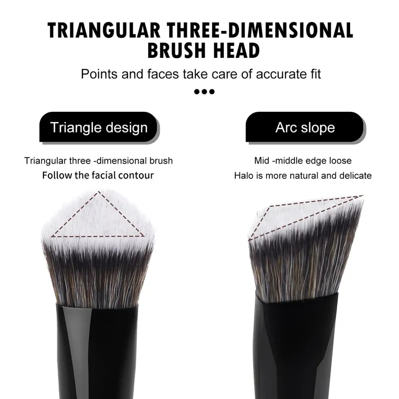 Pincéis de maquiagem para base, contorno, ocultar 3 peças, pincéis kabuki sintéticos angulares para misturar creme líquido, pó, cosméticos — image 3