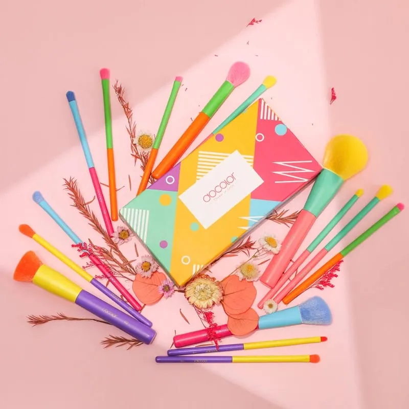 Docolor 15 pçs pincéis de maquiagem conjunto kabuki fundação pó blush sombra rosto mistura corretivo pincéis de maquiagem ferramenta de beleza