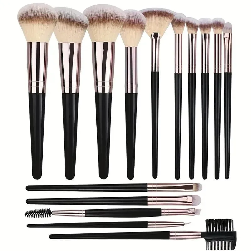 Conjunto de pincéis de maquiagem luxuosos, macios e fofos, base, blush, pó, sombra, kabuki, mistura, pincel de maquiagem, ferramenta de beleza