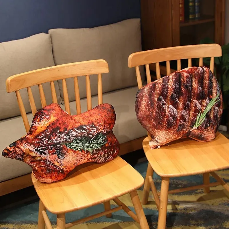 Plush Simulation Food Sausage Chicken Leg Stuffed Pillows Roasted Wing Steak Ribs Funny Soft Cushion Kids Creative Baking Toys