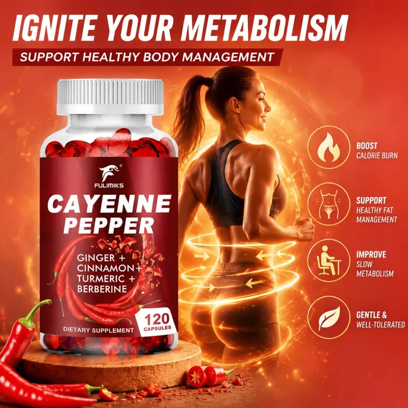 Cayenne Pepper Capsules Supports Cardiovascular Health Improves Digestion & Blood Circulation Capsaicin Supplement Softgels