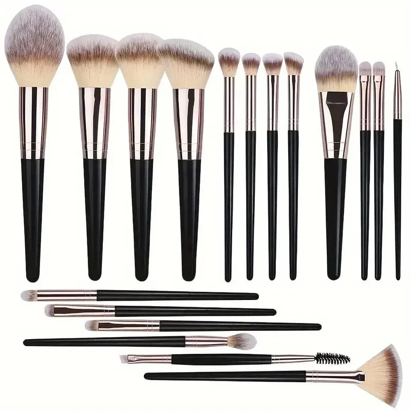 Conjunto de pincéis de maquiagem luxuosos, macios e fofos, base, blush, pó, sombra, kabuki, mistura, pincel de maquiagem, ferramenta de beleza