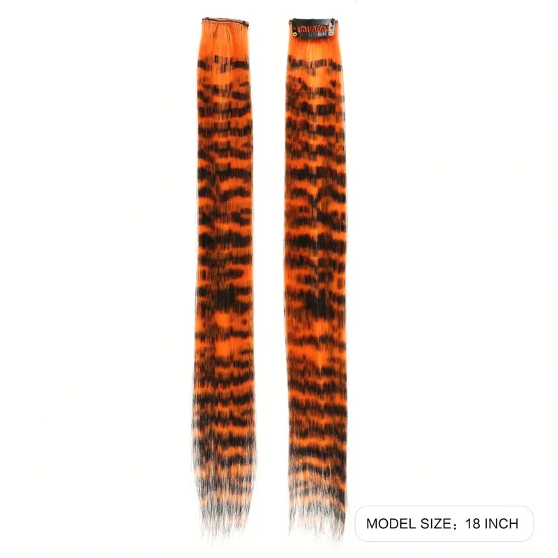 1pc/2pcs/3pcs/4pcs/6pcs/8pcs18 "longo reto zebra impressão clipe de pena sintética em extensões de cabelo ideal dia das bruxas natal