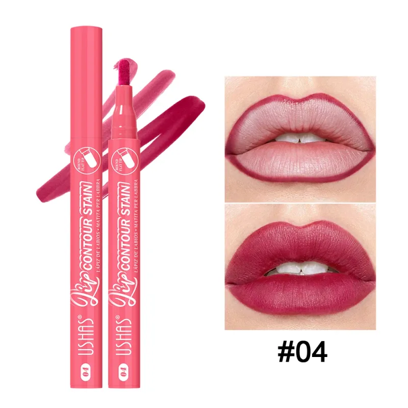 Lip Stain Pen 6 Shades Waterproof Long Lasting Lightweight Flat Tip Lip Liner Stain Define Lip Shape