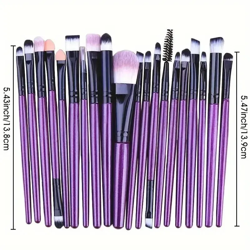 Conjunto de pincéis de maquiagem, 20 peças, pincel de delineador, pincel de maquiagem para bochechas, olhos, pincel de base cosmético com esponja de maquiagem