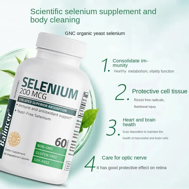 Suplemento antioxidante mineral Balincer 200mcg com selênio - apoia a saúde geral imunológica - não OGM, fácil de absorver