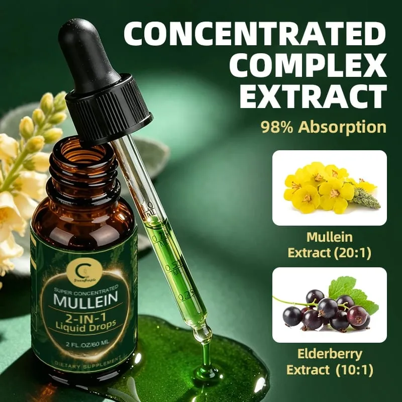 Mullein Leaf Extract Drops - Lung Cleanse - Powerful Mullein for Immune Support Detox & Respiratory Support - Herbal Supplements