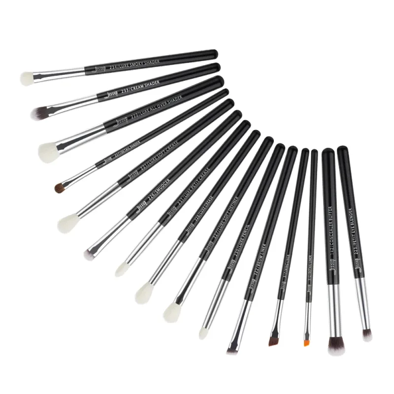 Jessup pincéis de maquiagem conjunto 15 pçs olho compõem escova sombra sobrancelha forro mistura corretivo kits de ferramentas cosméticos escova de cabelo de cabra