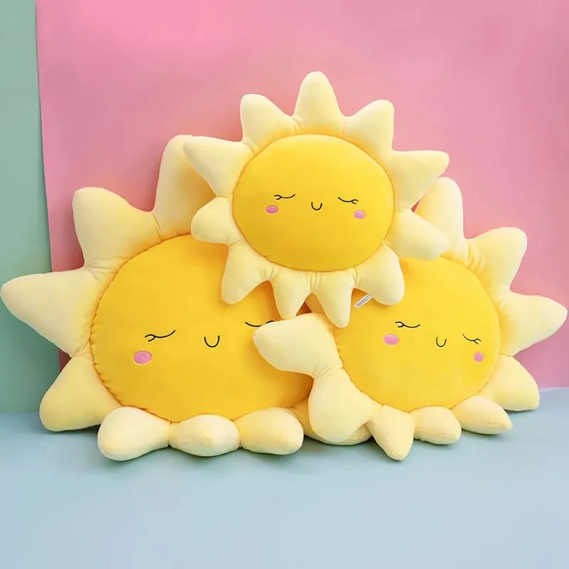 Bonito sol nuvem travesseiro de pelúcia recheado macio criativo pelúcia sol nuvem brinquedo carro travesseiro decoração para casa crianças brinquedos
