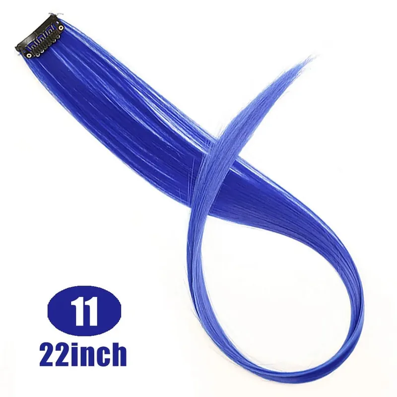 Lupu Synthetic Long Straight Rainbow Highlight Colored Hair Extensions Clip In Fake Hair Pieces For Women Heat Resistant