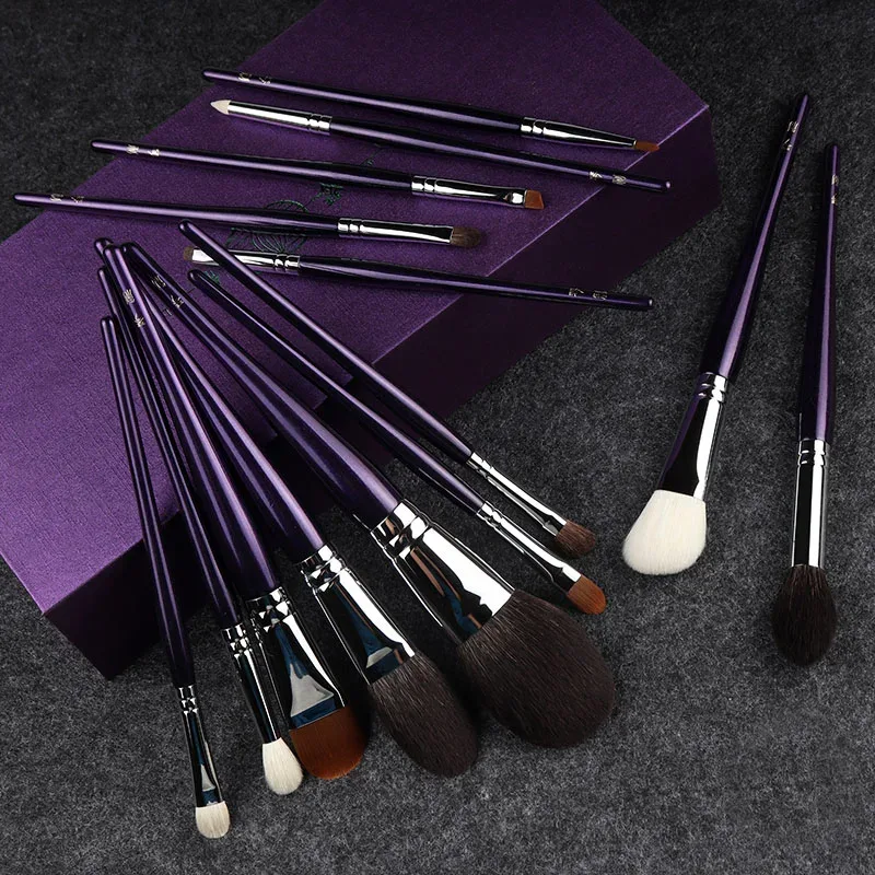 Profissional artesanal compõem kit escova pó contorno sombra de olho escova macia saikoho cabra cabelo pincéis de maquiagem conjunto
