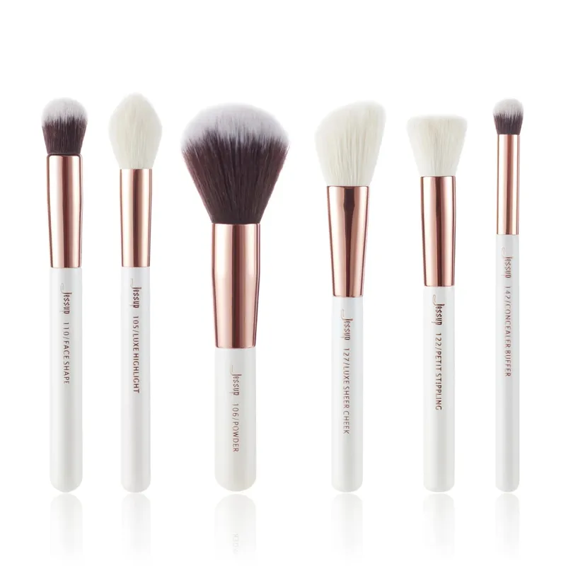 Jessup Professional Makeup Brushes Set 6-25pcs Makeup Brush Natural Synthetic Foundation Powder Highlighter Pearl White T215