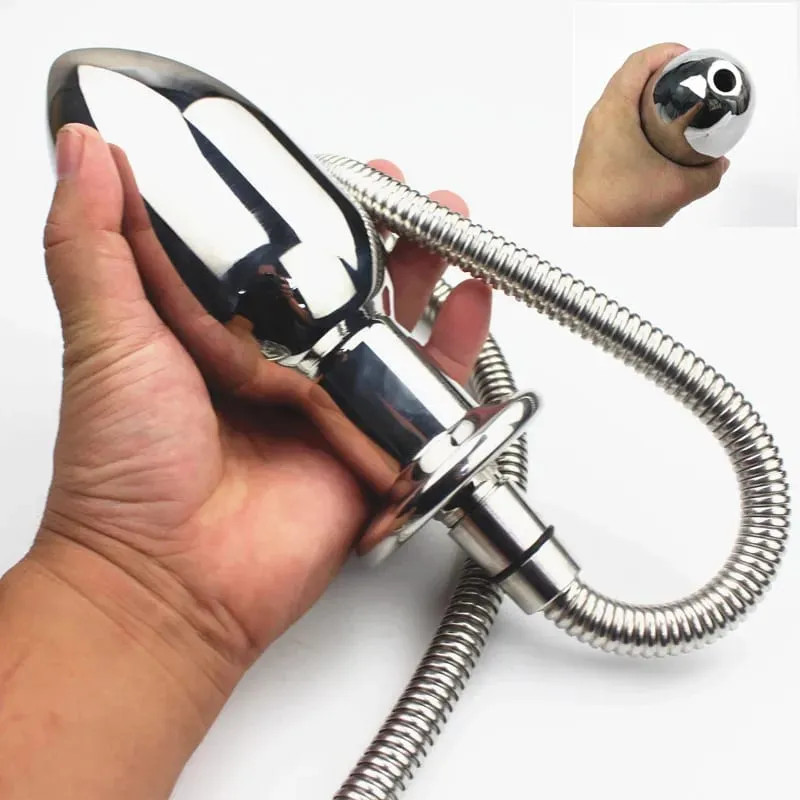 8 tamanhos novo ânus enemator aço inoxidável anal vibrador plug limpador intestinal com tubo de chuveiro brinquedos sexuais anal para casais HH8-86