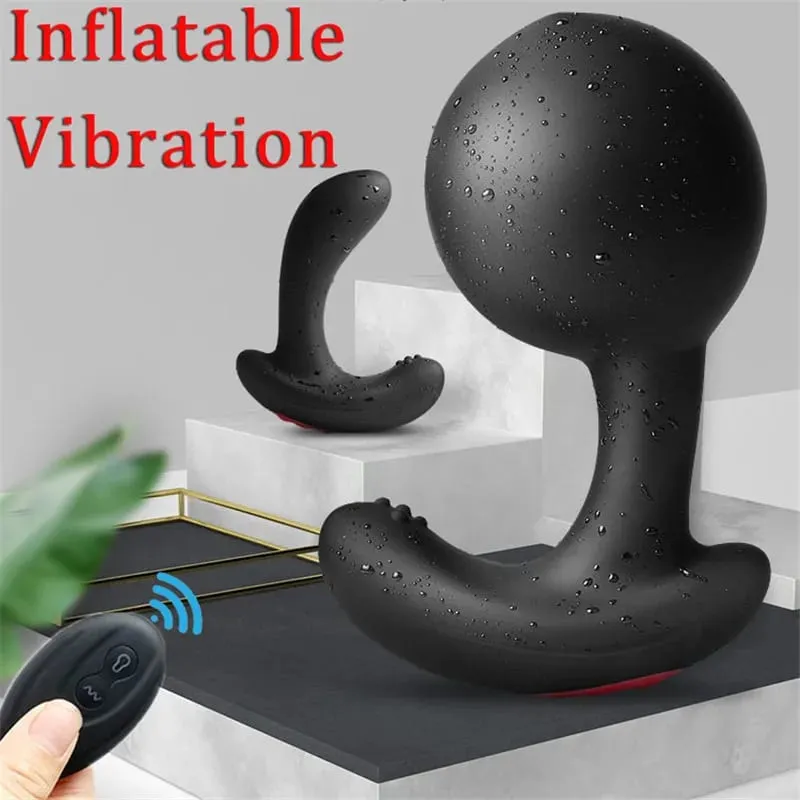 Plugue anal inflável com controle remoto sem fio, massageador de próstata masculino, plug anal vibratório, expansão anal, brinquedos sexuais para homens