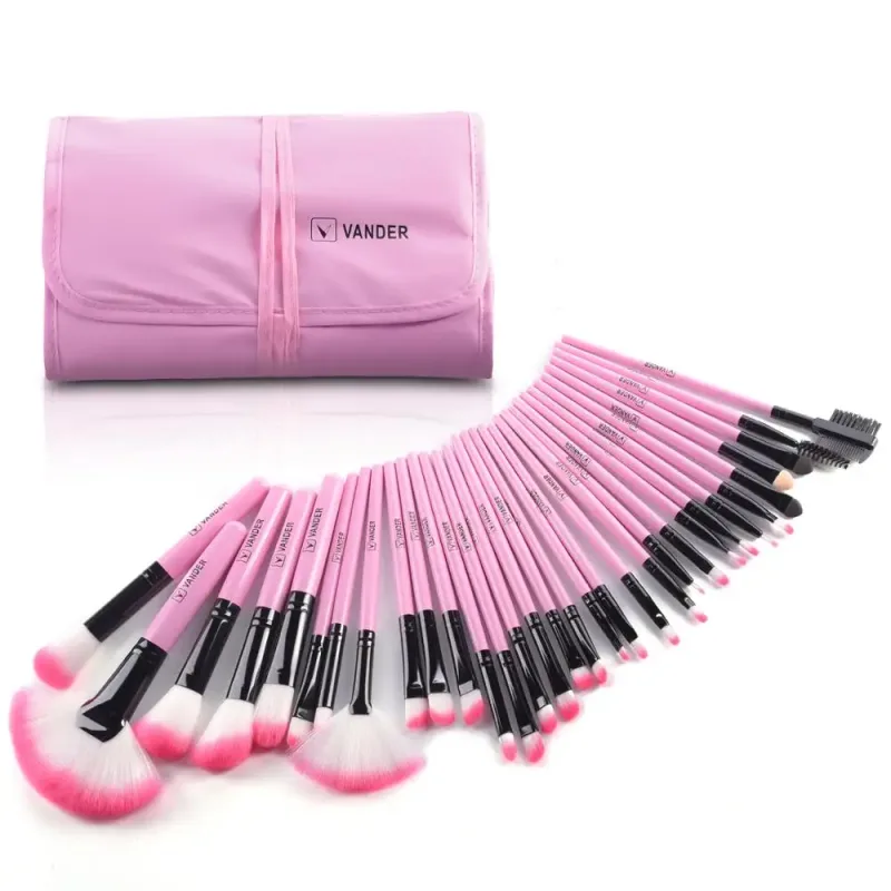 Conjunto de pincéis de maquiagem 32 peças, base profissional, pó, contorno, sombra, mistura, pincel de maquiagem, múltiplas cores