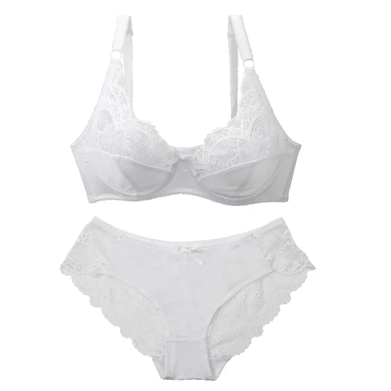 2021 New Sexy Ultra-Thin Thick Push Up Lace BCDE Cup Bra Sets For Women Underwear Plus Size Female Lingerie