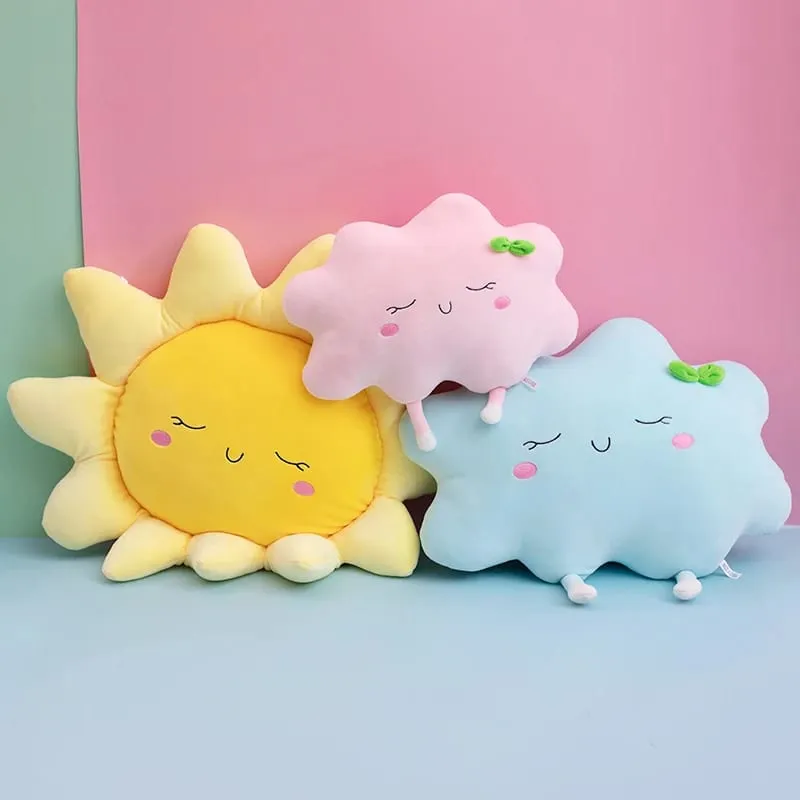 Bonito sol nuvem travesseiro de pelúcia recheado macio criativo pelúcia sol nuvem brinquedo carro travesseiro decoração para casa crianças brinquedos