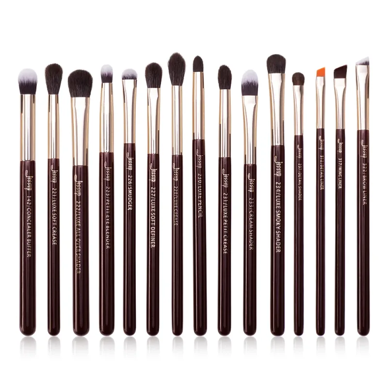Jessup 15 pçs pincéis de maquiagem conjunto profissional kits de escova de maquiagem para os olhos sombra delineador sobrancelha mistura corretivo brochas t294