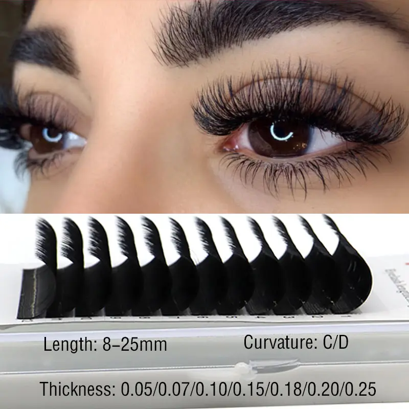 Mizimo cílios postiços de vison 10mm-25mm c/d, cílios postiços únicos enxertados, cílios postiços pretos com flores estendidas naturais, maquiagem para os olhos