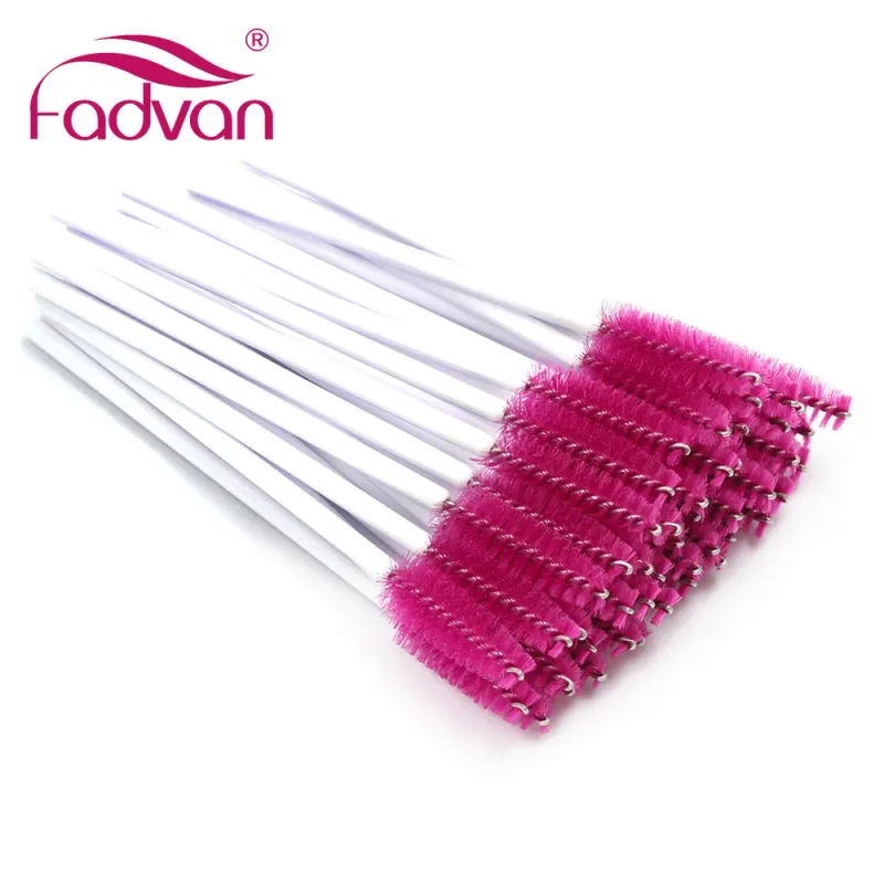 Fadvan 50 件/包化妝刷塑膠微型棒假睫毛刷工具黑色/粉紅色/彩色睫毛延長用品