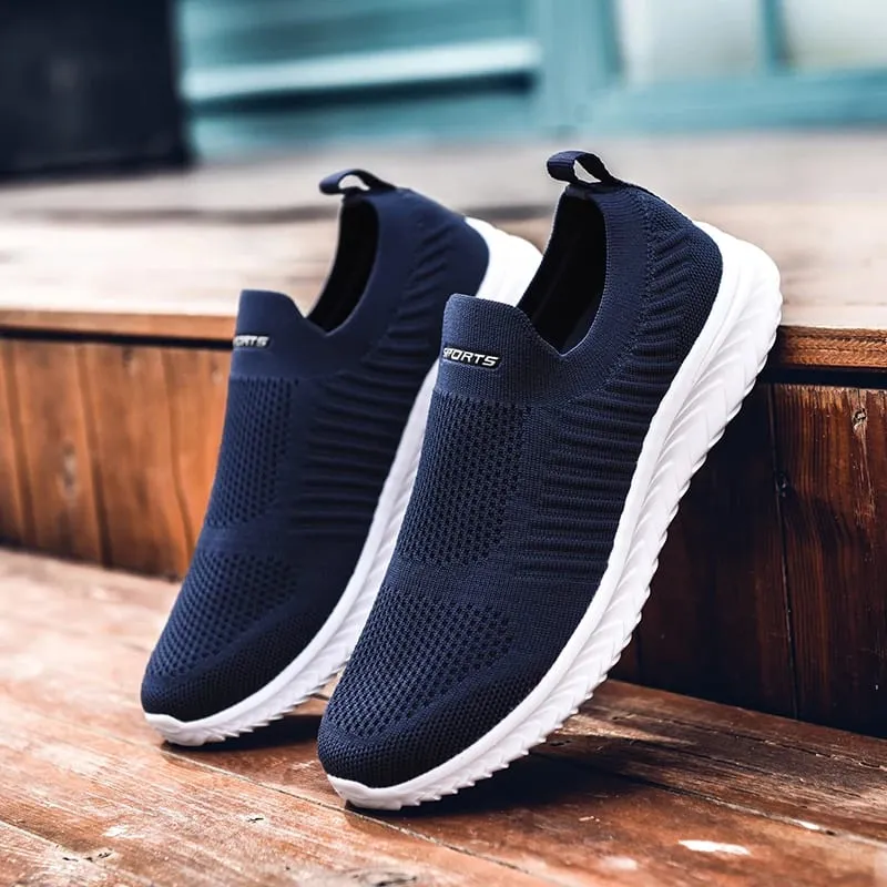 Homens vulcanizar sapatos de malha sapatos masculinos leves e confortáveis ​​tênis 2025 outono moda deslizamento em sapatos masculinos mocassins