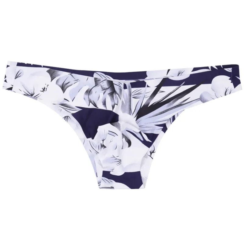 Homens sexy estilo suave macio impresso roupa interior masculina fina cuecas homem cintura baixa biquíni de seda gelo cuecas sem costura 817