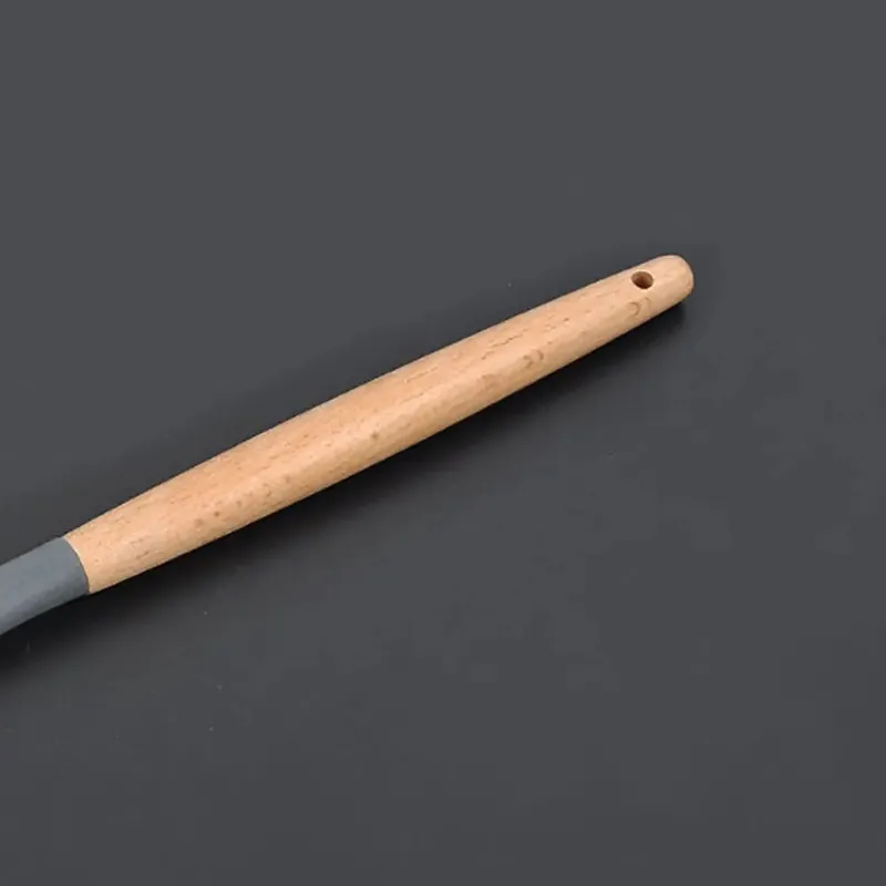 Silicone mundo cozinhar utensílios de cozinha ferramenta de silicone com alça multifuncional de madeira antiaderente espátula colher escova