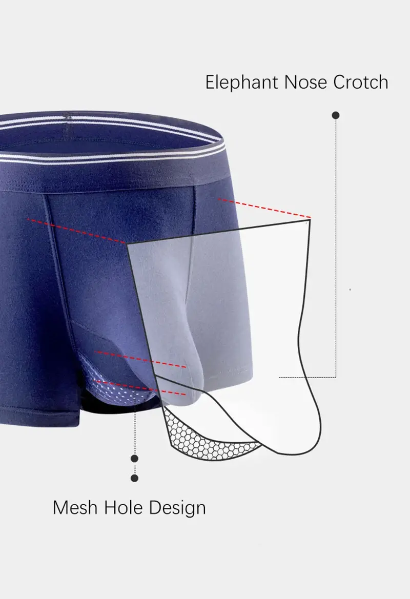 Plus size masculino sexy separado pênis bolso boxer shorts respirável roupa interior masculina calcinha modal masculino elefante nariz cuecas 3256802927192475