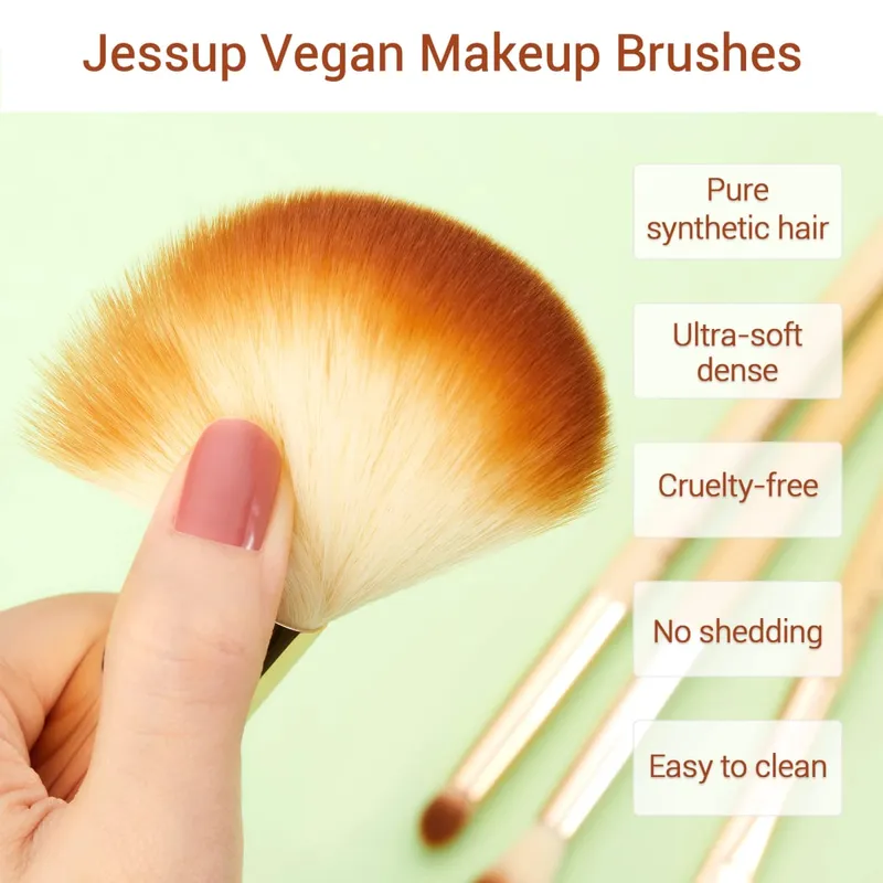 Jessup 專業化妝刷套裝粉底粉眼影眼線混合刷化妝工具套件竹合成毛
