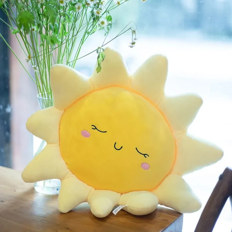 Bonito sol nuvem travesseiro de pelúcia recheado macio criativo pelúcia sol nuvem brinquedo carro travesseiro decoração para casa brinquedos