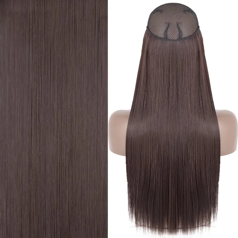 Synthetic No Clip Invisible Wire Hair Extensions Straight Black Blonde One Piece False Hairpiece Hair Extension — image 12