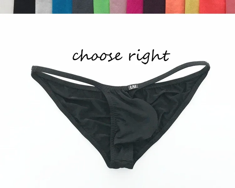 Cuecas masculinas de cintura ultra baixa g-string nádegas finas de seda gelo translúcida roupa interior sexy respirável leve baixo crescimento