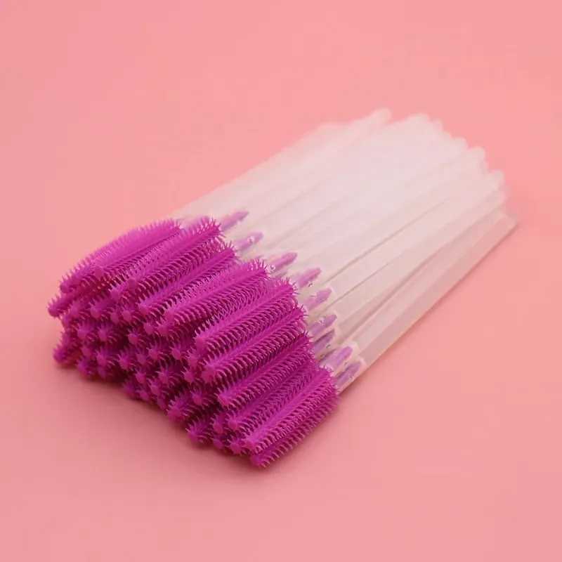 Pincéis descartáveis ​​de silicone para cílios, 50 peças, haste transparente, rímel, escova para cílios, extensão de cílios, ferramentas de maquiagem, imperdível